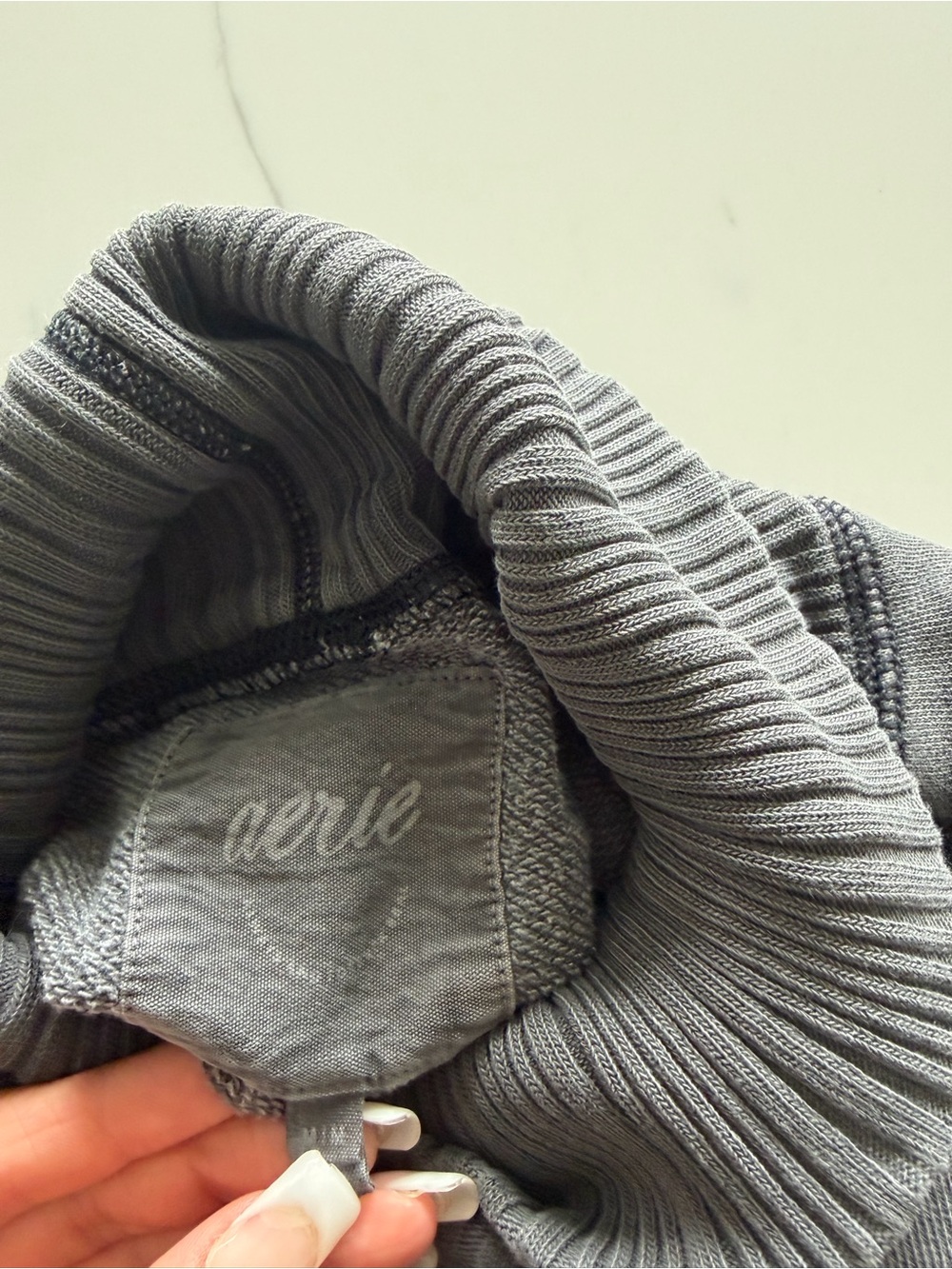 aerie Dark Charcoal Cropped Mock Neck Sweatshirt - Picture 3 of 4
